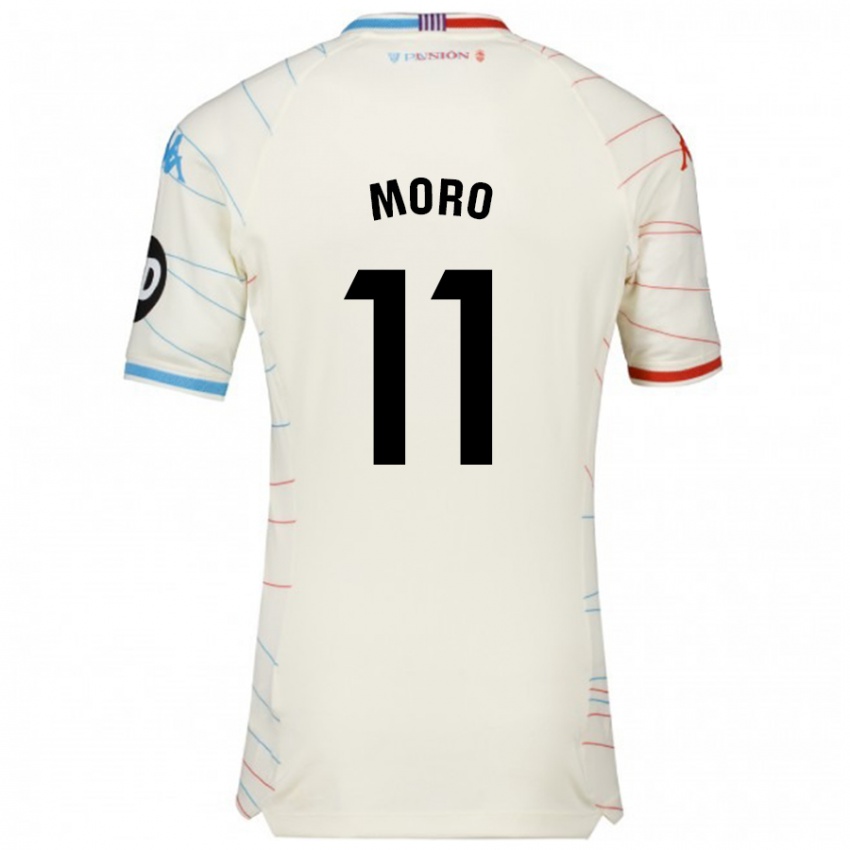 Niño Camiseta Raúl Moro #11 Blanco Rojo Azul 2ª Equipación 2024/25 La Camisa