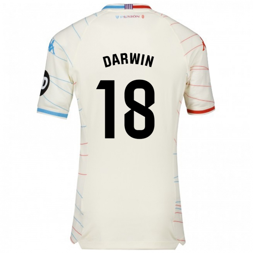 Niño Camiseta Darwin Machís #18 Blanco Rojo Azul 2ª Equipación 2024/25 La Camisa