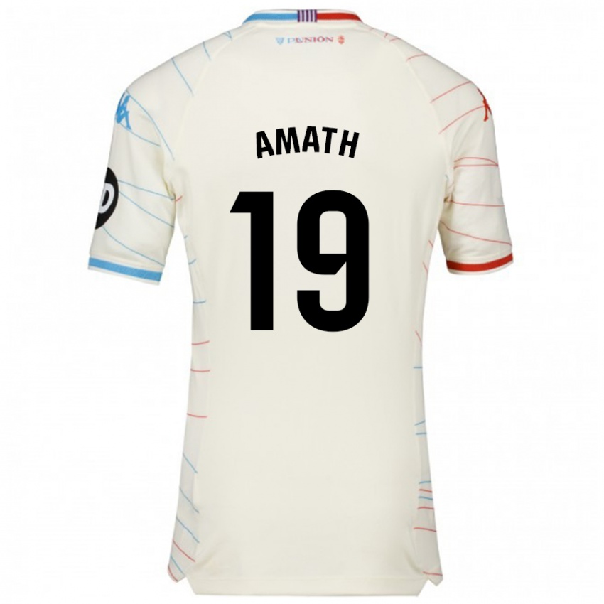 Niño Camiseta Amath Ndiaye #19 Blanco Rojo Azul 2ª Equipación 2024/25 La Camisa