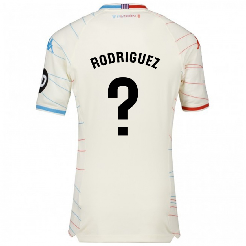 Niño Camiseta Gabriel Rodríguez #0 Blanco Rojo Azul 2ª Equipación 2024/25 La Camisa