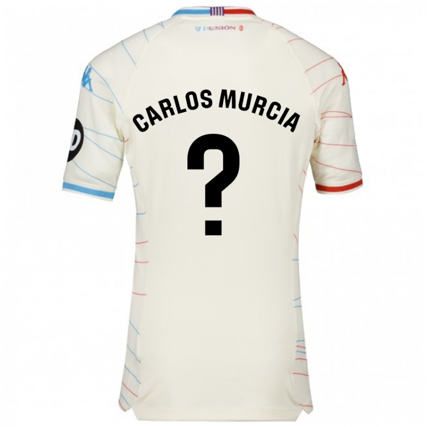 Niño Camiseta Juan Carlos Murcia #0 Blanco Rojo Azul 2ª Equipación 2024/25 La Camisa