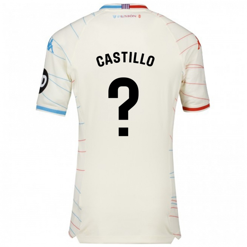 Niño Camiseta Gonzalo Castillo #0 Blanco Rojo Azul 2ª Equipación 2024/25 La Camisa