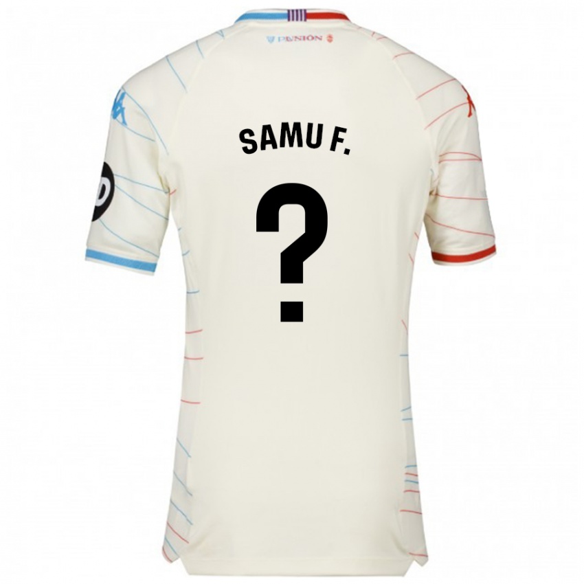 Niño Camiseta Samu Fernández #0 Blanco Rojo Azul 2ª Equipación 2024/25 La Camisa