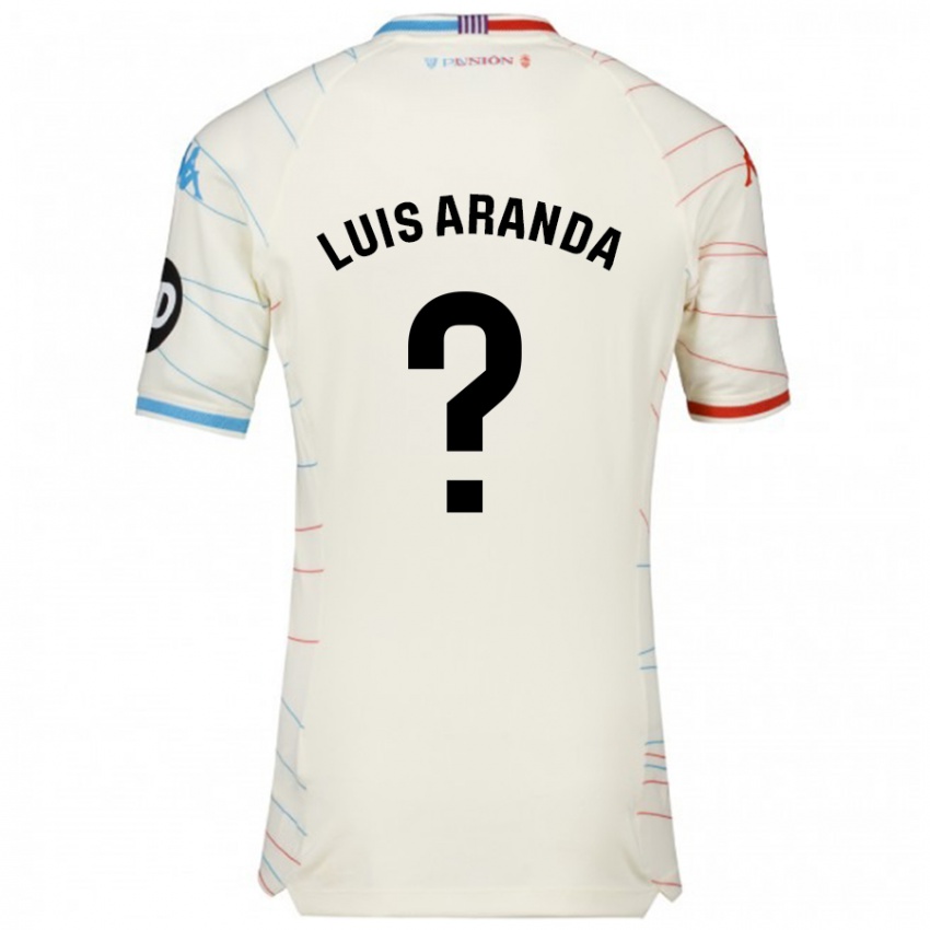 Niño Camiseta José Luis Aranda #0 Blanco Rojo Azul 2ª Equipación 2024/25 La Camisa