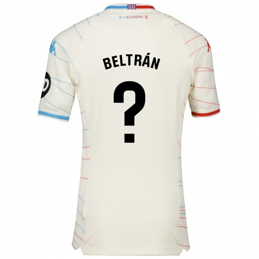 Niño Camiseta Marco Beltrán #0 Blanco Rojo Azul 2ª Equipación 2024/25 La Camisa