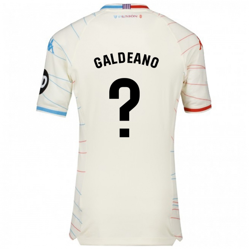 Niño Camiseta Alejandro Galdeano #0 Blanco Rojo Azul 2ª Equipación 2024/25 La Camisa