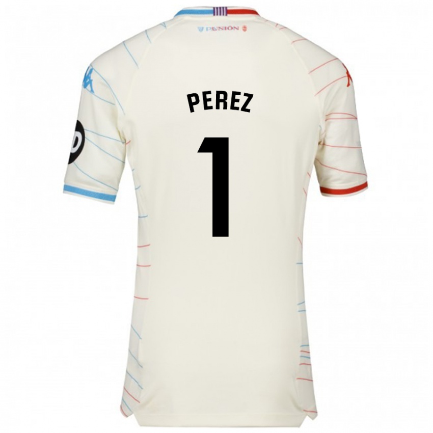 Niño Camiseta Fer Pérez #1 Blanco Rojo Azul 2ª Equipación 2024/25 La Camisa