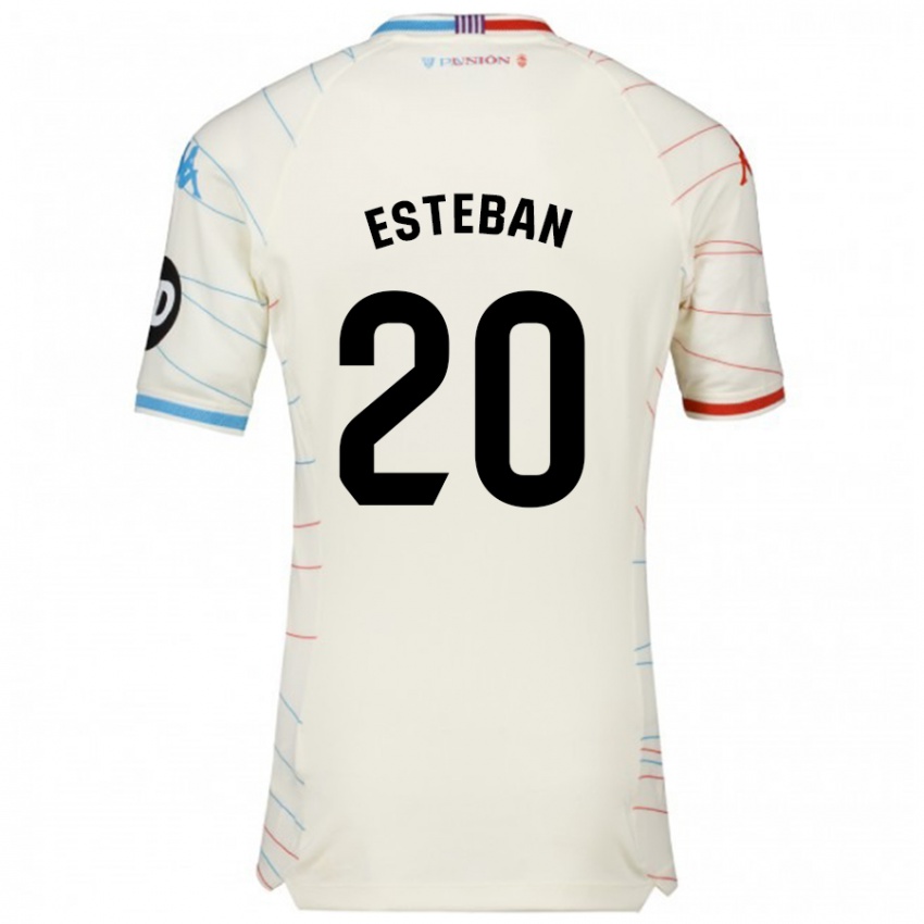 Niño Camiseta Sergio Esteban #20 Blanco Rojo Azul 2ª Equipación 2024/25 La Camisa