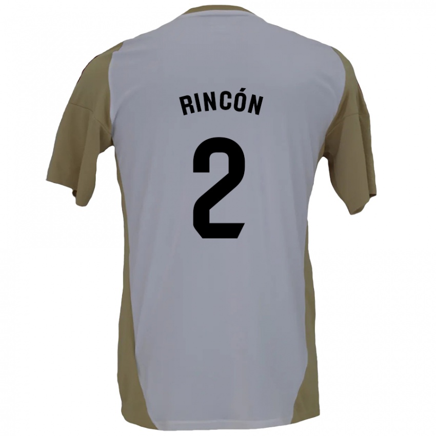 Niño Camiseta Hugo Rincón #2 Marrón Blanco 2ª Equipación 2024/25 La Camisa