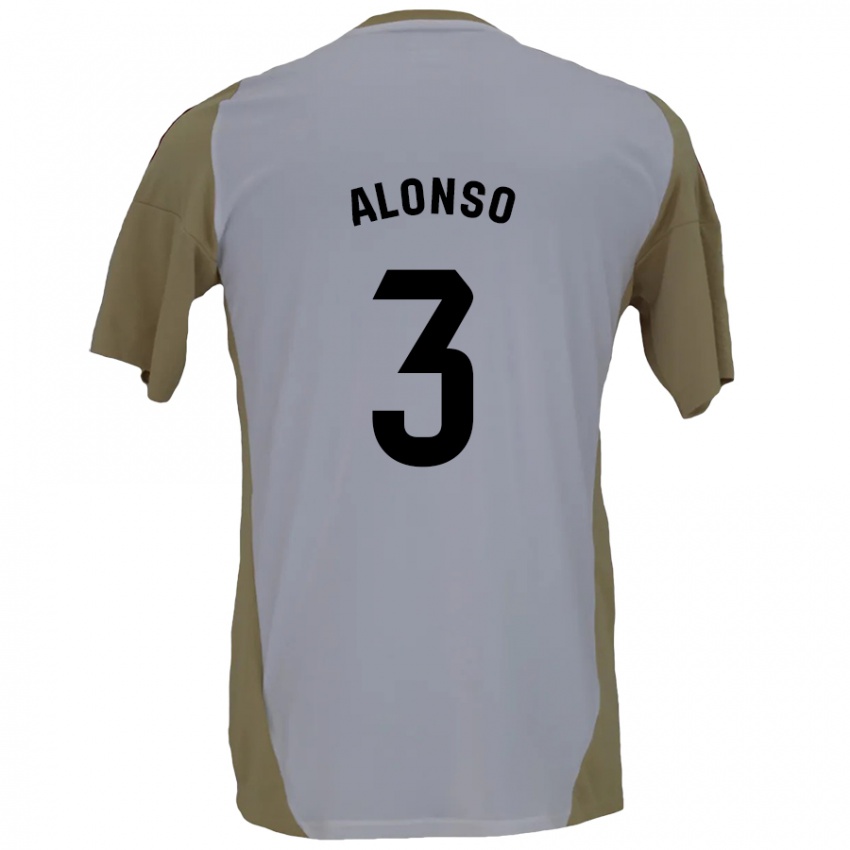 Niño Camiseta Julio Alonso #3 Marrón Blanco 2ª Equipación 2024/25 La Camisa