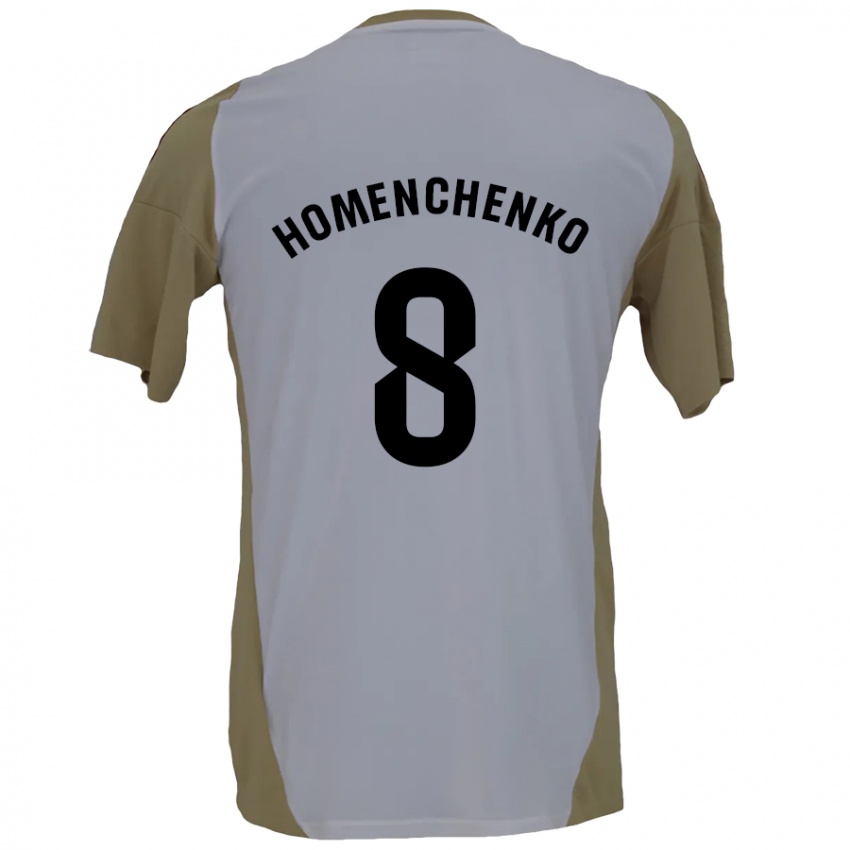 Niño Camiseta Santiago Homenchenko #8 Marrón Blanco 2ª Equipación 2024/25 La Camisa