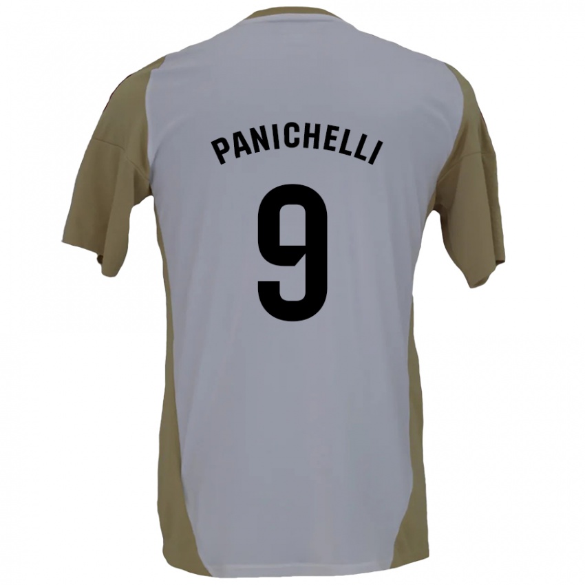 Niño Camiseta Joaquín Panichelli #9 Marrón Blanco 2ª Equipación 2024/25 La Camisa