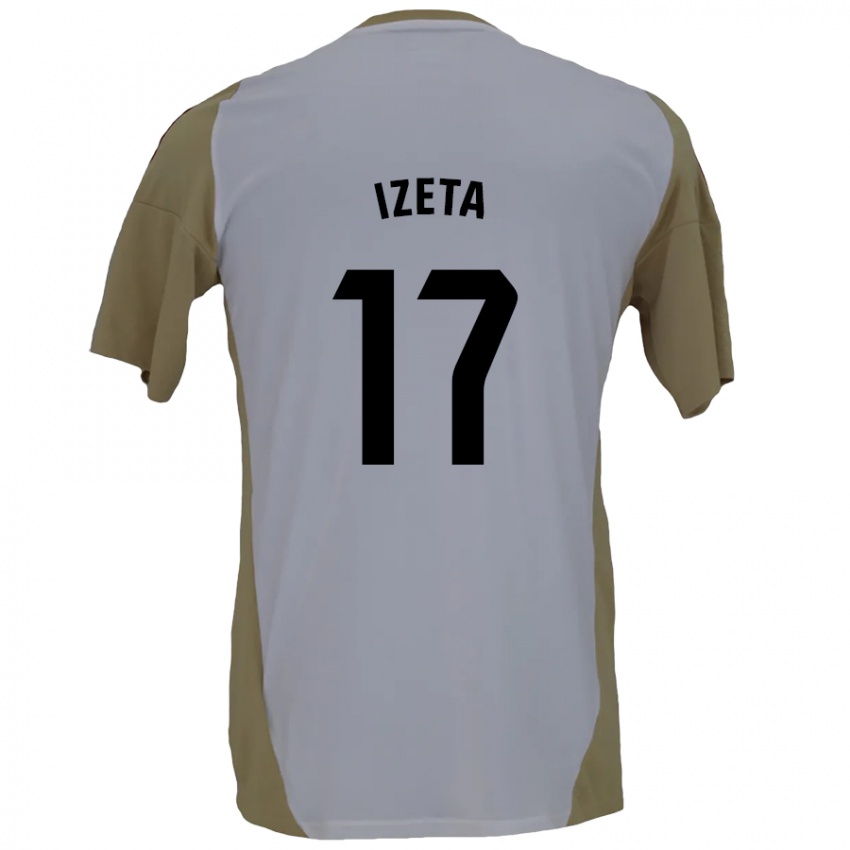 Niño Camiseta Urko Izeta #17 Marrón Blanco 2ª Equipación 2024/25 La Camisa