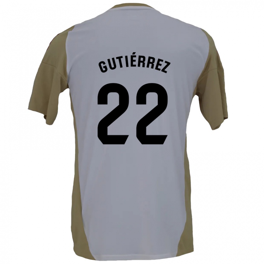 Niño Camiseta Juan Gutiérrez #22 Marrón Blanco 2ª Equipación 2024/25 La Camisa