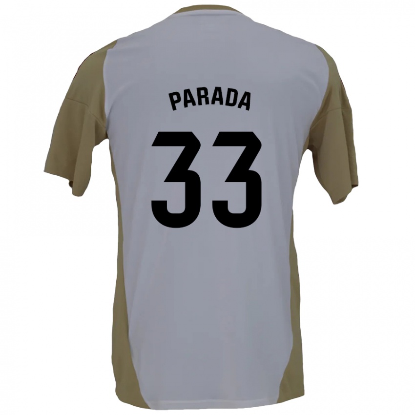 Niño Camiseta Victor Parada #33 Marrón Blanco 2ª Equipación 2024/25 La Camisa