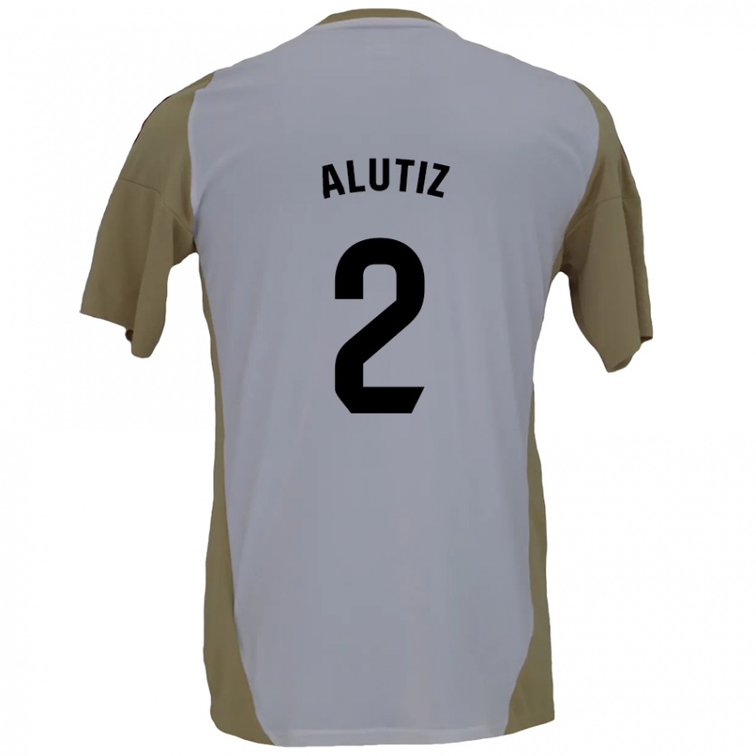 Niño Camiseta Hodei Alutiz #2 Marrón Blanco 2ª Equipación 2024/25 La Camisa