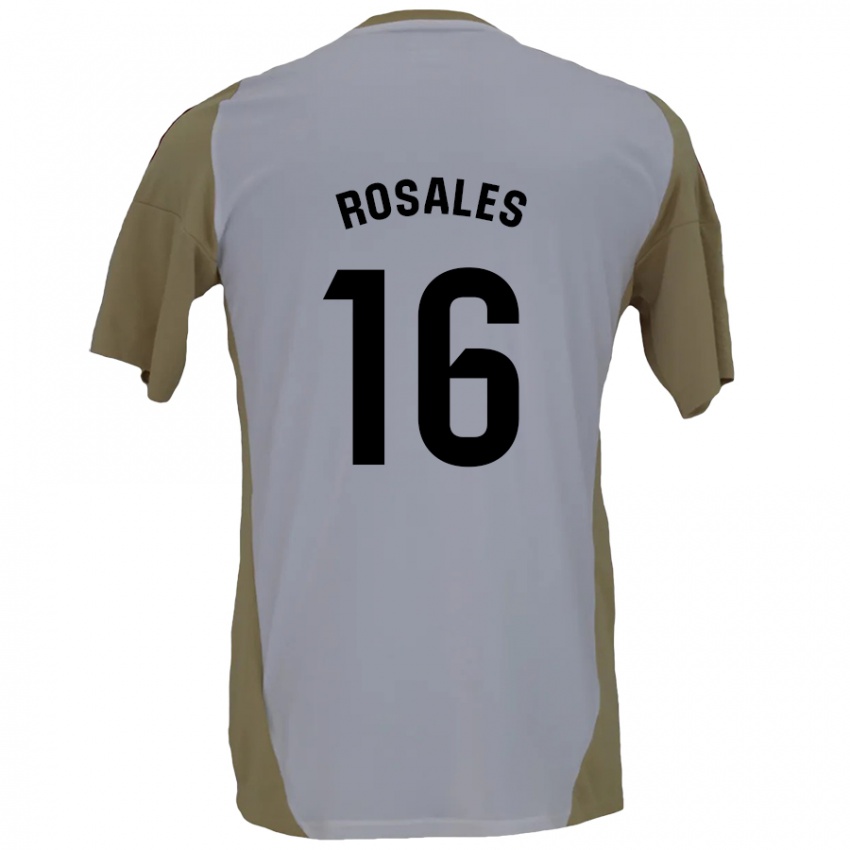 Niño Camiseta Diego Rosales #16 Marrón Blanco 2ª Equipación 2024/25 La Camisa