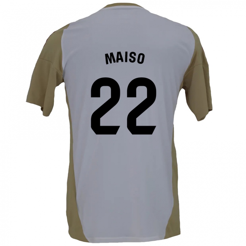 Niño Camiseta Álvaro Maiso #22 Marrón Blanco 2ª Equipación 2024/25 La Camisa