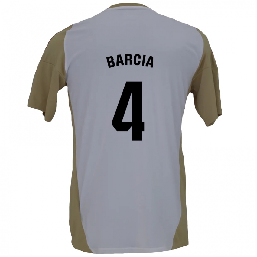 Niño Camiseta Sergio Barcia #4 Marrón Blanco 2ª Equipación 2024/25 La Camisa