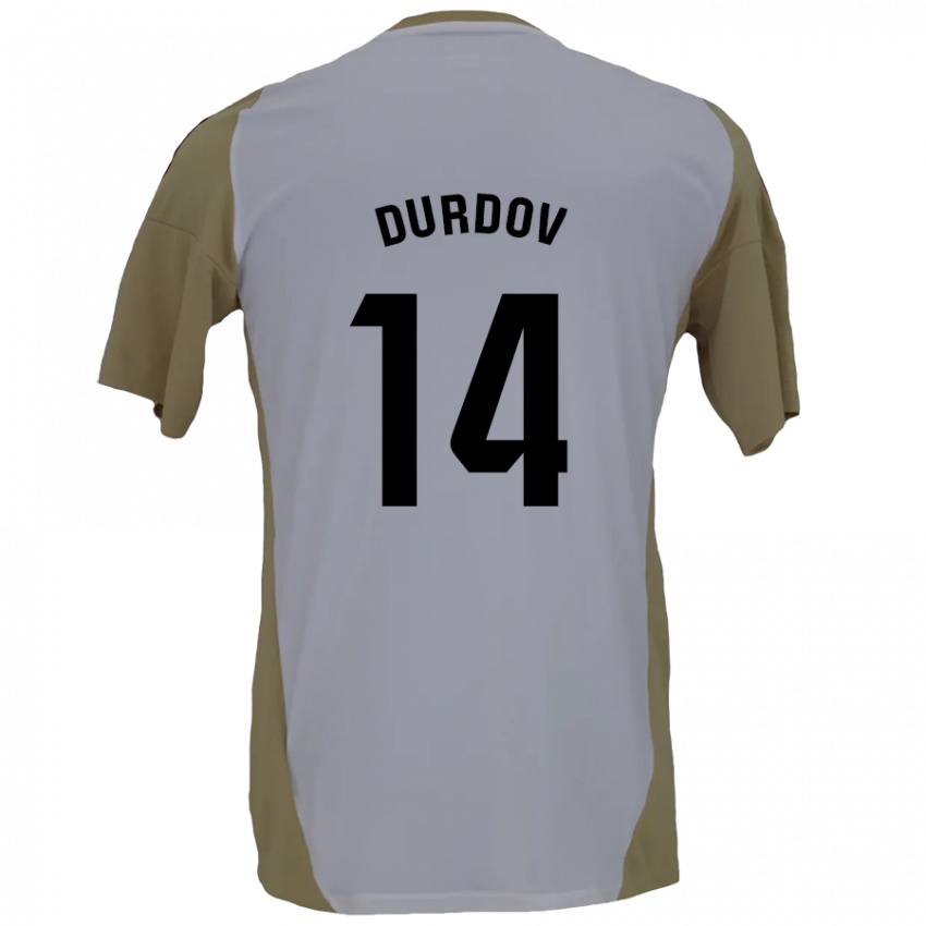 Niño Camiseta Ivan Durdov #14 Marrón Blanco 2ª Equipación 2024/25 La Camisa