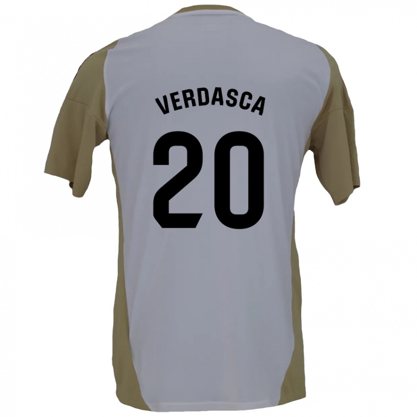 Niño Camiseta Diogo Verdasca #20 Marrón Blanco 2ª Equipación 2024/25 La Camisa