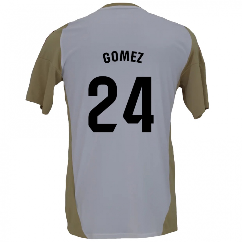 Niño Camiseta Jonathan Gómez #24 Marrón Blanco 2ª Equipación 2024/25 La Camisa