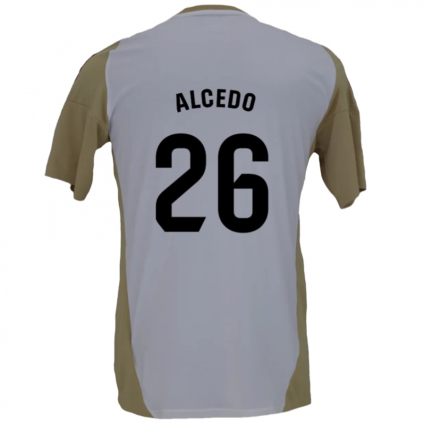 Niño Camiseta Juan María Alcedo #26 Marrón Blanco 2ª Equipación 2024/25 La Camisa