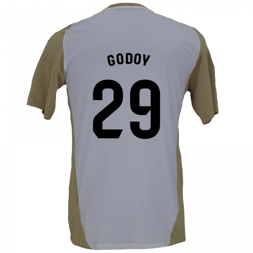 Niño Camiseta Alan Godoy #29 Marrón Blanco 2ª Equipación 2024/25 La Camisa