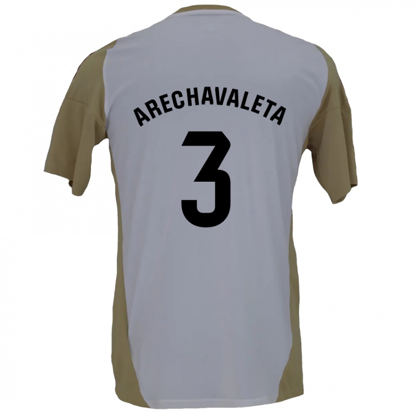 Niño Camiseta Jorge Arechavaleta #3 Marrón Blanco 2ª Equipación 2024/25 La Camisa