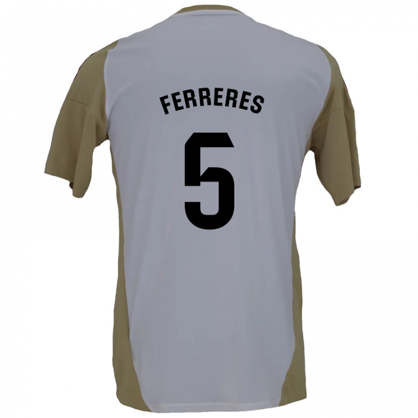 Niño Camiseta Manolo Ferreres #5 Marrón Blanco 2ª Equipación 2024/25 La Camisa