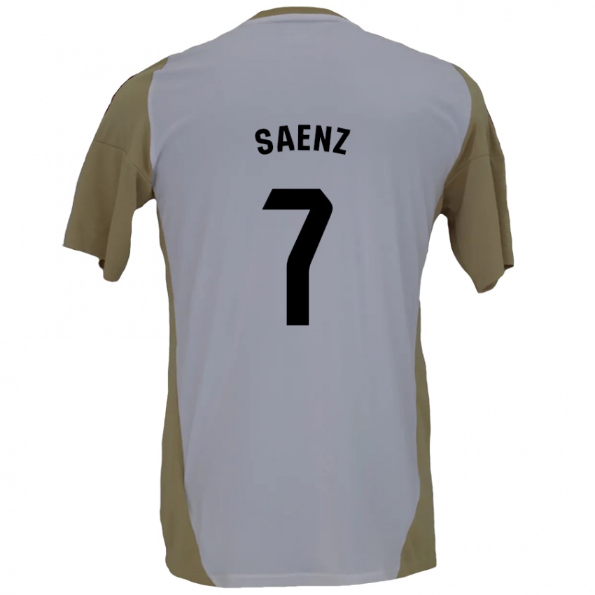 Niño Camiseta Raúl Sáenz #7 Marrón Blanco 2ª Equipación 2024/25 La Camisa