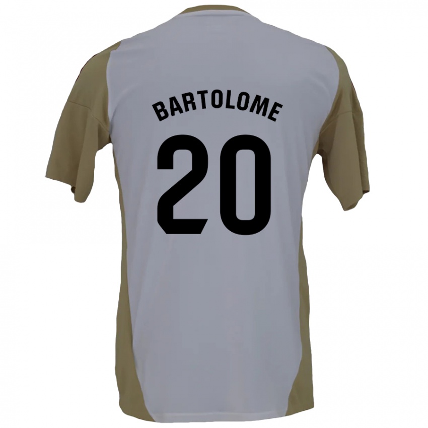 Niño Camiseta Diego Bartolomé #20 Marrón Blanco 2ª Equipación 2024/25 La Camisa