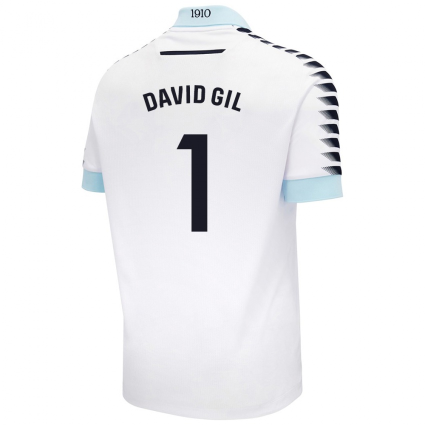 Niño Camiseta David Gil #1 Blanco Azul 2ª Equipación 2024/25 La Camisa