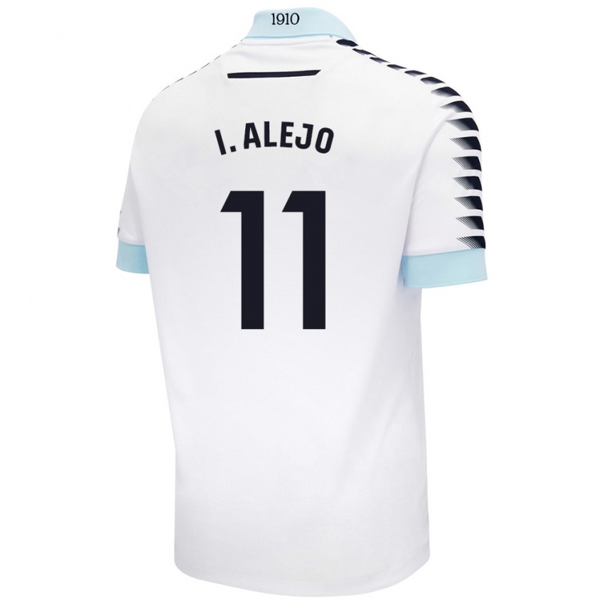 Niño Camiseta Iván Alejo #11 Blanco Azul 2ª Equipación 2024/25 La Camisa