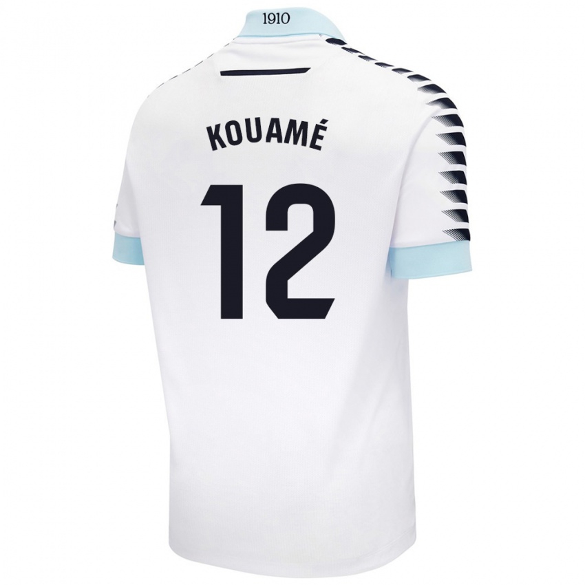 Niño Camiseta Rominigue Kouamé #12 Blanco Azul 2ª Equipación 2024/25 La Camisa