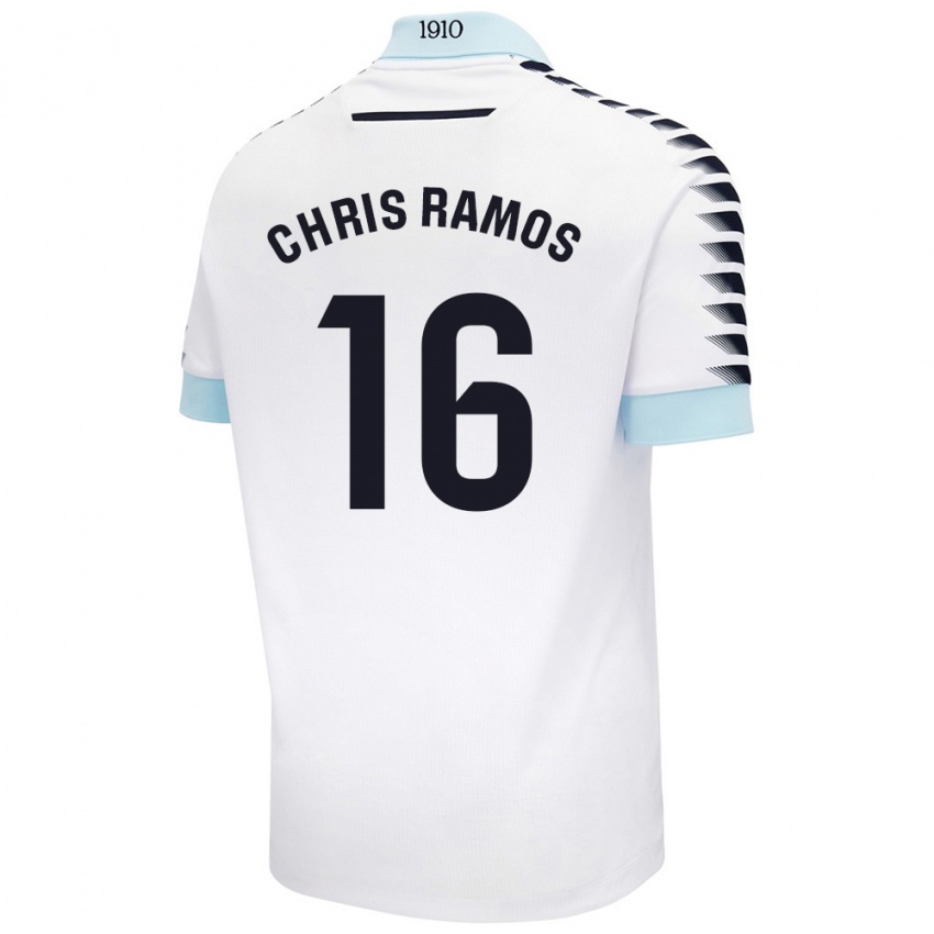 Niño Camiseta Chris Ramos #16 Blanco Azul 2ª Equipación 2024/25 La Camisa