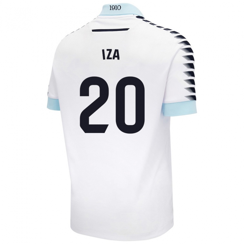 Niño Camiseta Iza Carcelén #20 Blanco Azul 2ª Equipación 2024/25 La Camisa