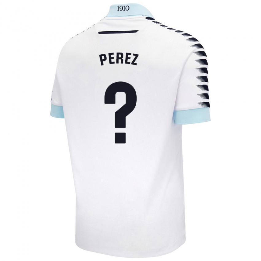 Niño Camiseta Ángel Pérez #0 Blanco Azul 2ª Equipación 2024/25 La Camisa