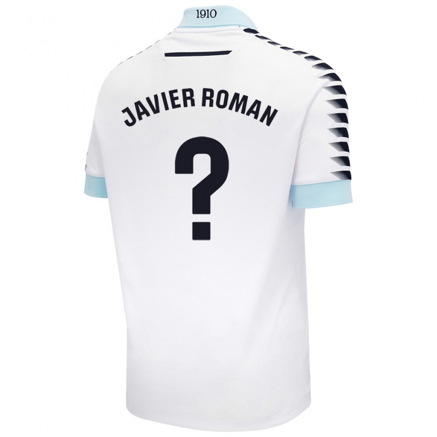 Niño Camiseta José Javier Román #0 Blanco Azul 2ª Equipación 2024/25 La Camisa