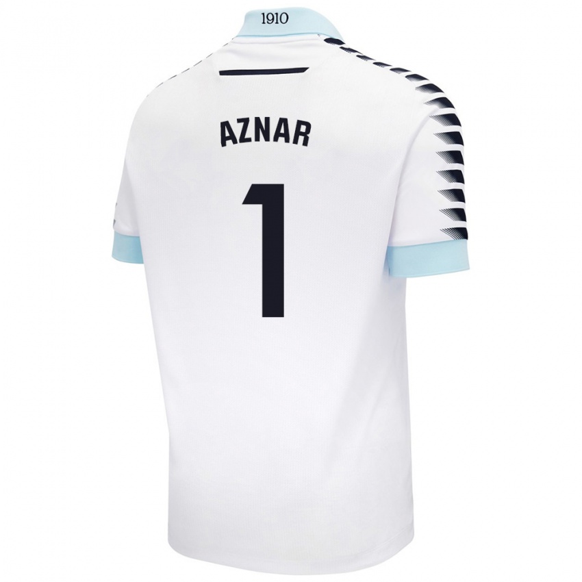 Niño Camiseta Victor Aznar #1 Blanco Azul 2ª Equipación 2024/25 La Camisa