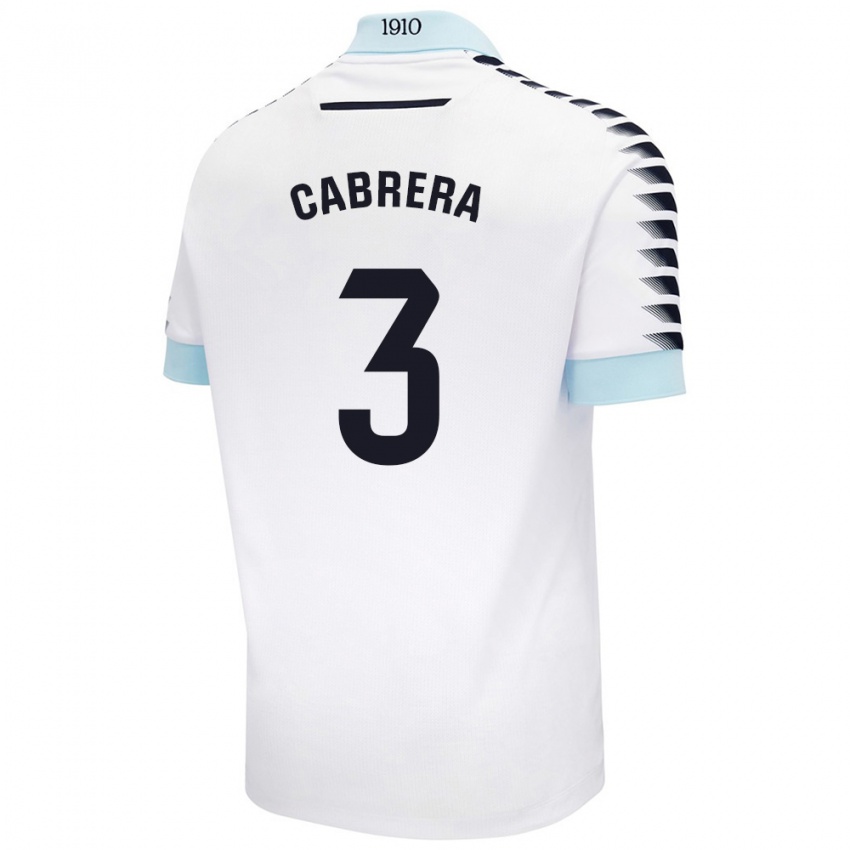 Niño Camiseta Julio Cabrera #3 Blanco Azul 2ª Equipación 2024/25 La Camisa