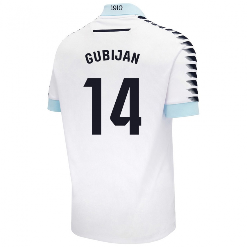 Niño Camiseta Lovro Gubijan #14 Blanco Azul 2ª Equipación 2024/25 La Camisa