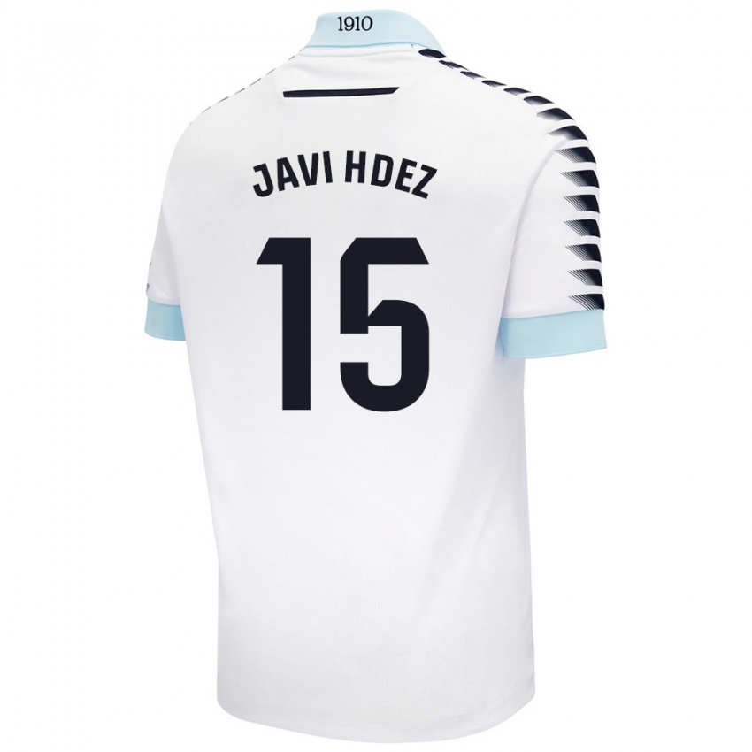 Niño Camiseta Javi Hernández #15 Blanco Azul 2ª Equipación 2024/25 La Camisa