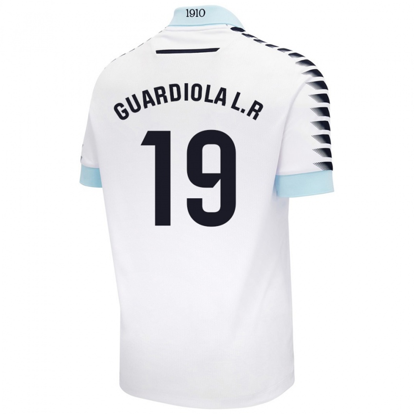 Niño Camiseta Sergi Guardiola #19 Blanco Azul 2ª Equipación 2024/25 La Camisa