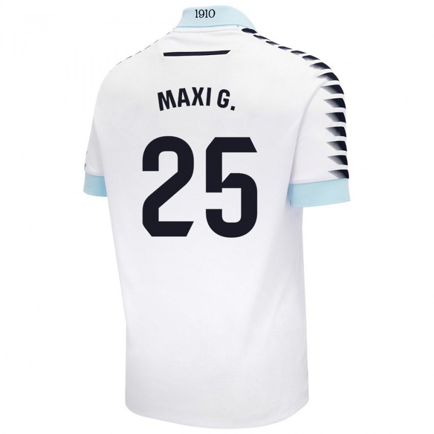 Niño Camiseta Maxi Gómez #25 Blanco Azul 2ª Equipación 2024/25 La Camisa