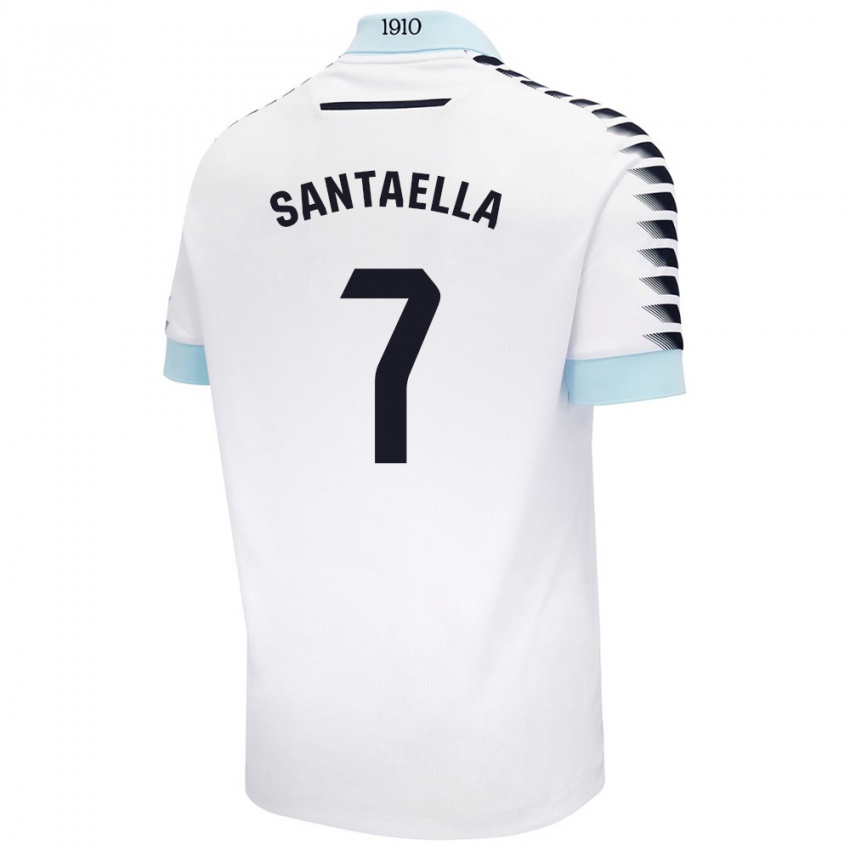 Niño Camiseta Natalia Santaella Picón #7 Blanco Azul 2ª Equipación 2024/25 La Camisa