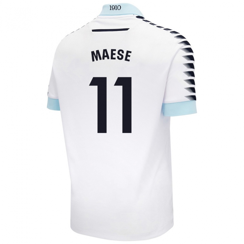 Niño Camiseta María Del Carmen Maese Gaitán #11 Blanco Azul 2ª Equipación 2024/25 La Camisa