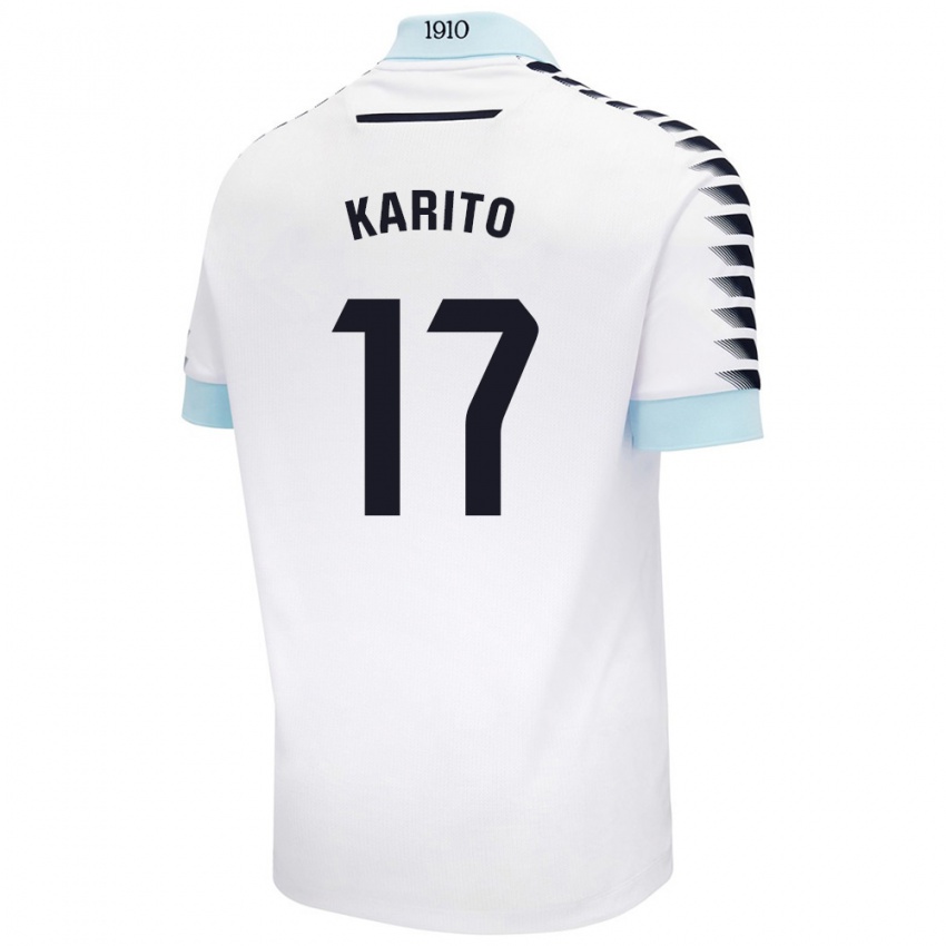 Niño Camiseta Carolina De Los Santos Mellado #17 Blanco Azul 2ª Equipación 2024/25 La Camisa