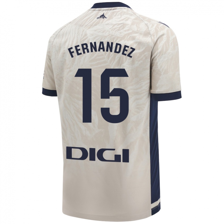 Niño Camiseta Leyre Fernández Sánchez #15 Gris Claro 2ª Equipación 2024/25 La Camisa