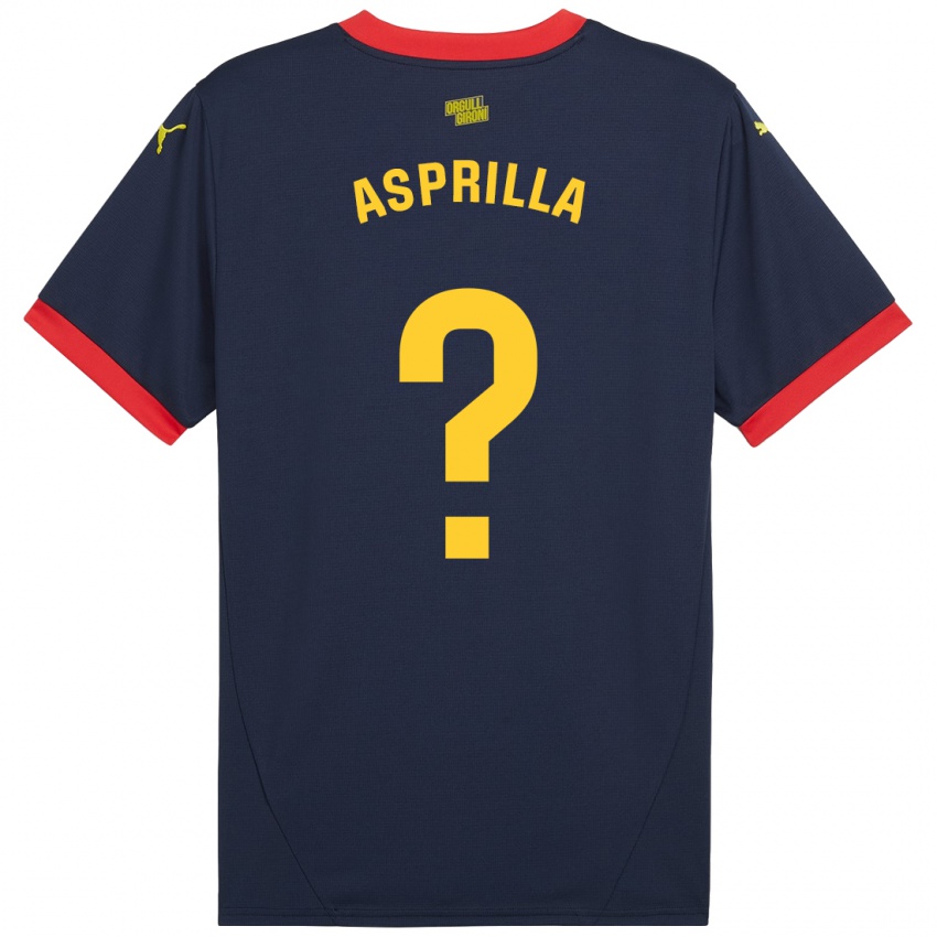 Niño Camiseta Yáser Asprilla #0 Azul Marino Rojo 2ª Equipación 2024/25 La Camisa